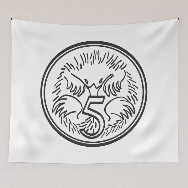 Item preview,  Australian five cent coin Echidna (black and white) designed and sold by 2AGoodHome.
