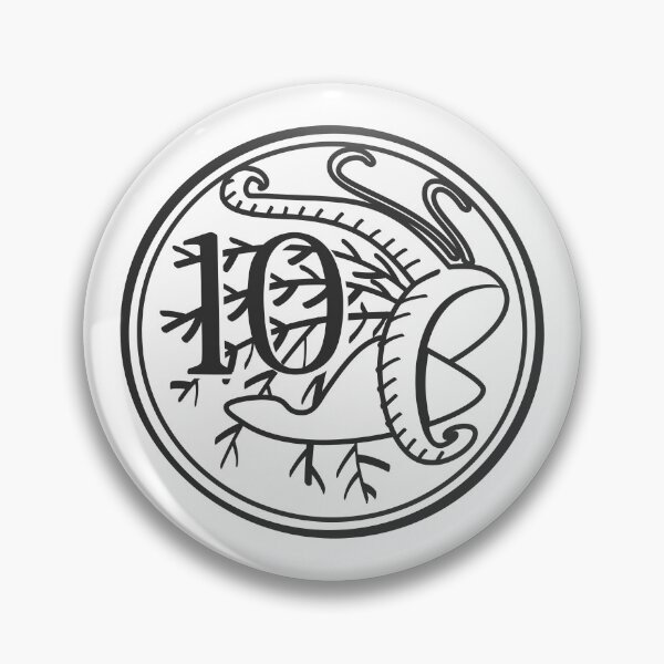 Item preview,  Australian ten cent coin  superb lyrebird (Menura novaehollandiae)  (black and white) designed and sold by 2AGoodHome.