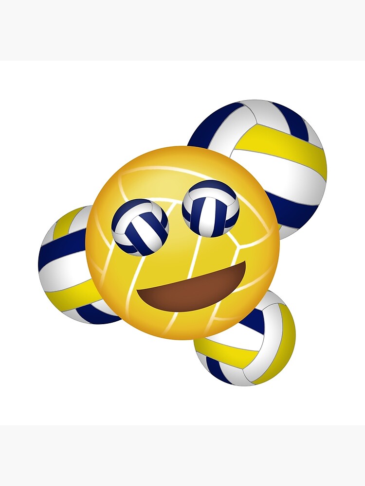 "Blue and yellow volleyball smiley emoji" Poster for Sale by katzdzynes
