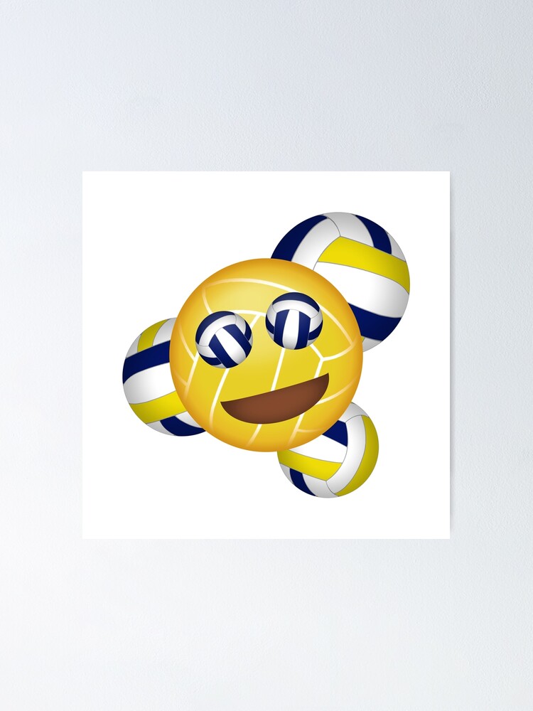 "Blue and yellow volleyball smiley emoji" Poster for Sale by katzdzynes Redbubble