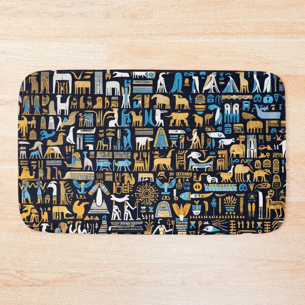 Item preview, Pictogramas y jeroglíficos del antiguo Egipto azul, blanco y dorado patrón de colores antiguo designed and sold by ArtifactVault.