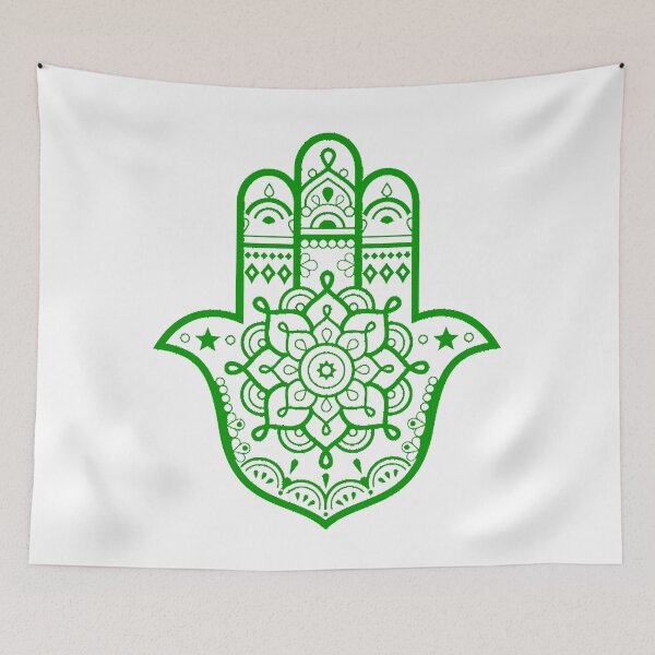 Item preview, Hamsa Hand with Green and White Mandala Design designed and sold by Summer-Winter.