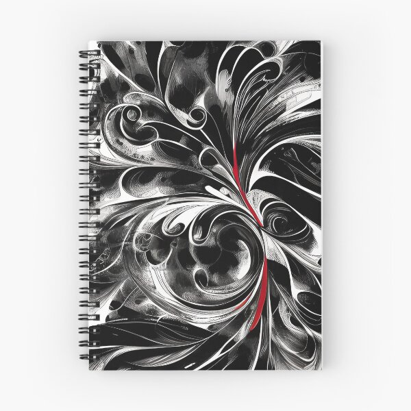 Item preview, Swirl Black and White Design with Hint of Red Illustration Abstract designed and sold by deniselynnimage.