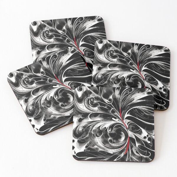 Item preview, Swirl Black and White Design with Hint of Red Illustration Abstract designed and sold by deniselynnimage.