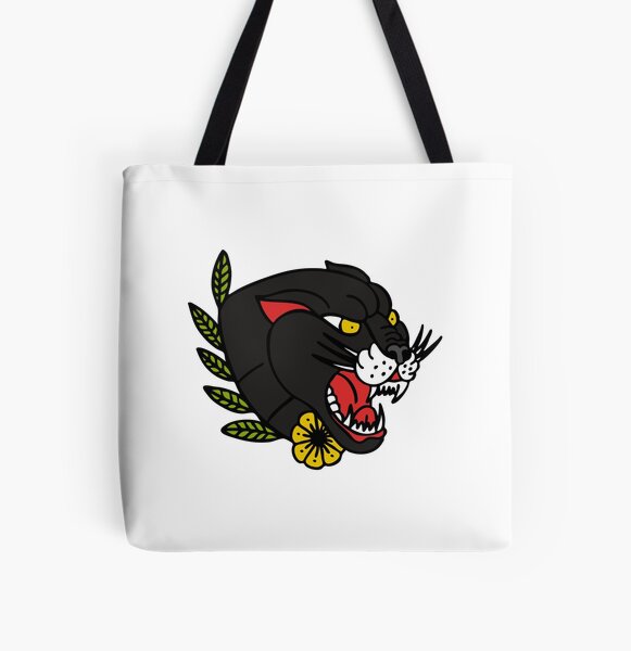 panther traditional tattoo flash All Over Print Tote Bag