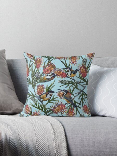 Item preview, Eastern Spinebill in Grevilleas Repeated Pattern by Australian artist Laural Retz designed and sold by Laural Retz.