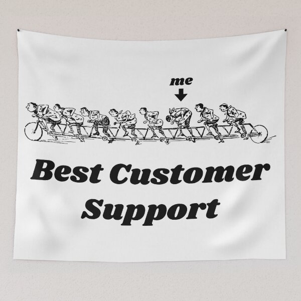 Item preview, 'Best Customer Support' Tandem Bicycle Design - Retro Illustration Design for T-shirts, mugs, phone cases and other accessories designed and sold by Ridiculam Toga.