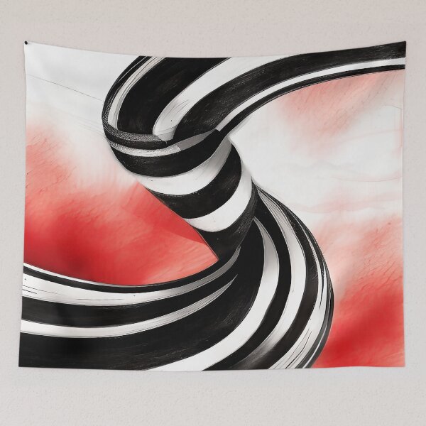 Item preview, Black and White Ribbon Twisted Tie Illustration with Scenic Christmas Red Background designed and sold by deniselynnimage.