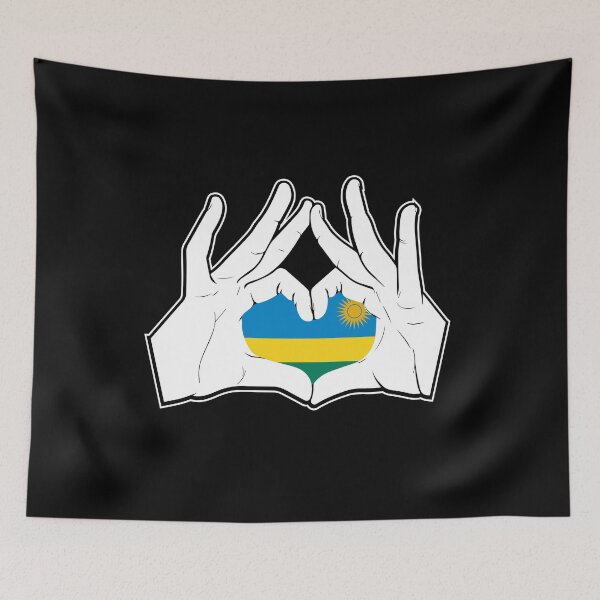 Item preview, Rwanda Hand Heart Flag designed and sold by 1681830934131.