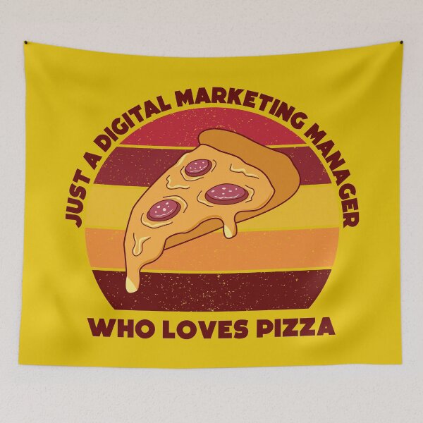 Item preview, Just a digital marketing manager who loves pizza, dark text, funny food lovers marketing manager job, humor, joke, meme, pizza lover designed and sold by SGS-.