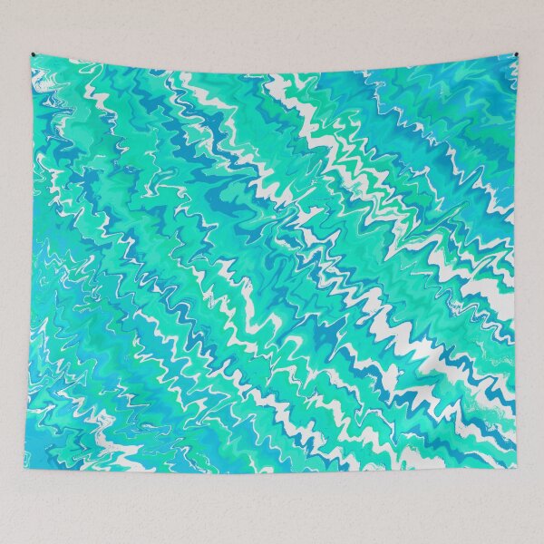 Item preview, Modern Liquid Swirl Abstract Pattern Vibrant Neon Blue, Turquoise Tone Multicolor Design designed and sold by theprintedclub.