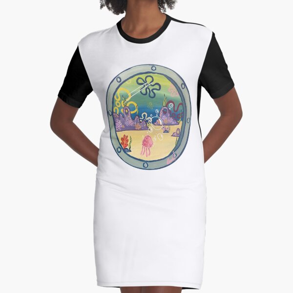 spongebob window with landscape Graphic T-Shirt Dress