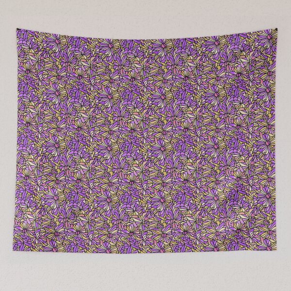Item preview, Pastel lilac, yellow, rose flowers seamless, tiling organic pattern designed and sold by Langemark Pens.