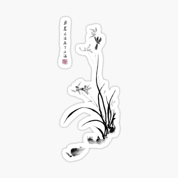 Chinese Orchid - bw Sticker