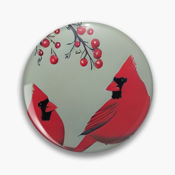 Item preview, Red Cardinal Birds on tree branch with berries Vintage Style Christmas  designed and sold by DigitalMandy.