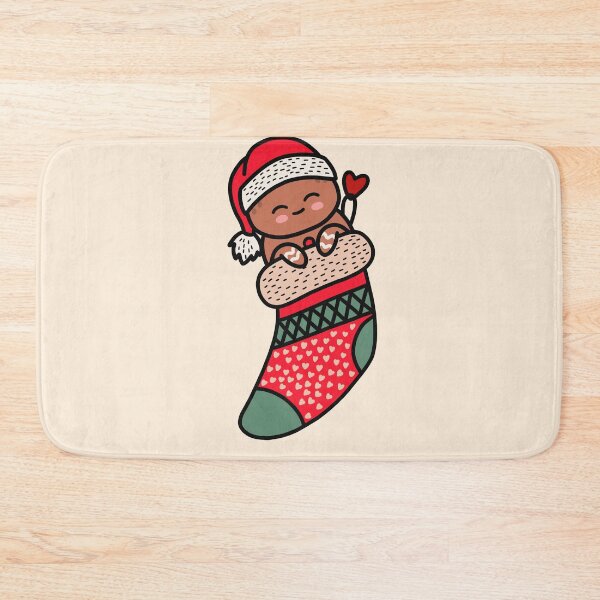 Artikelvorschau, Niedlicher Kawaii-Lebkuchenmann im Weihnachtssocken-Weihnachtspyjama entworfen und verkauft von JokeGysen.