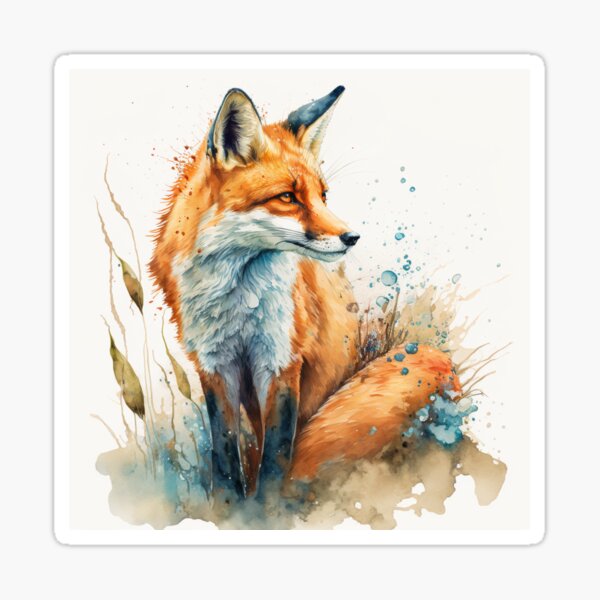 Item preview, Water Colour Fox designed and sold by The Fox Den YYC.