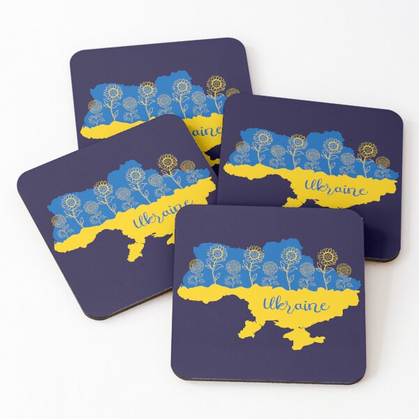 Item preview, Map of Ukraine decorated with sunflower in Ukrainian flag colors and lettering designed and sold by CutieBlue.