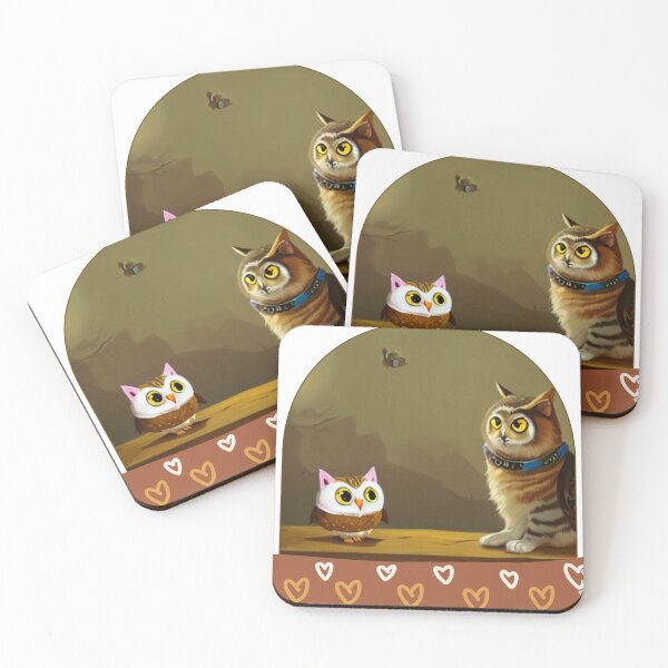 Item preview, A Cat and An Owl Funny Pet Owner Lovely Designs designed and sold by Trendy-Now.