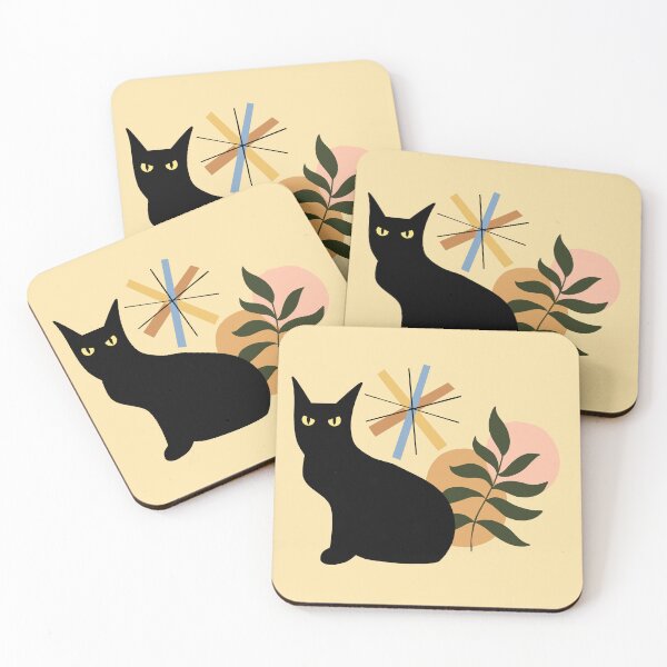 Item preview,  Mid Century Atomic Black Cat, Mid century cat,retro atomic cats, designed and sold by Tamas Das.