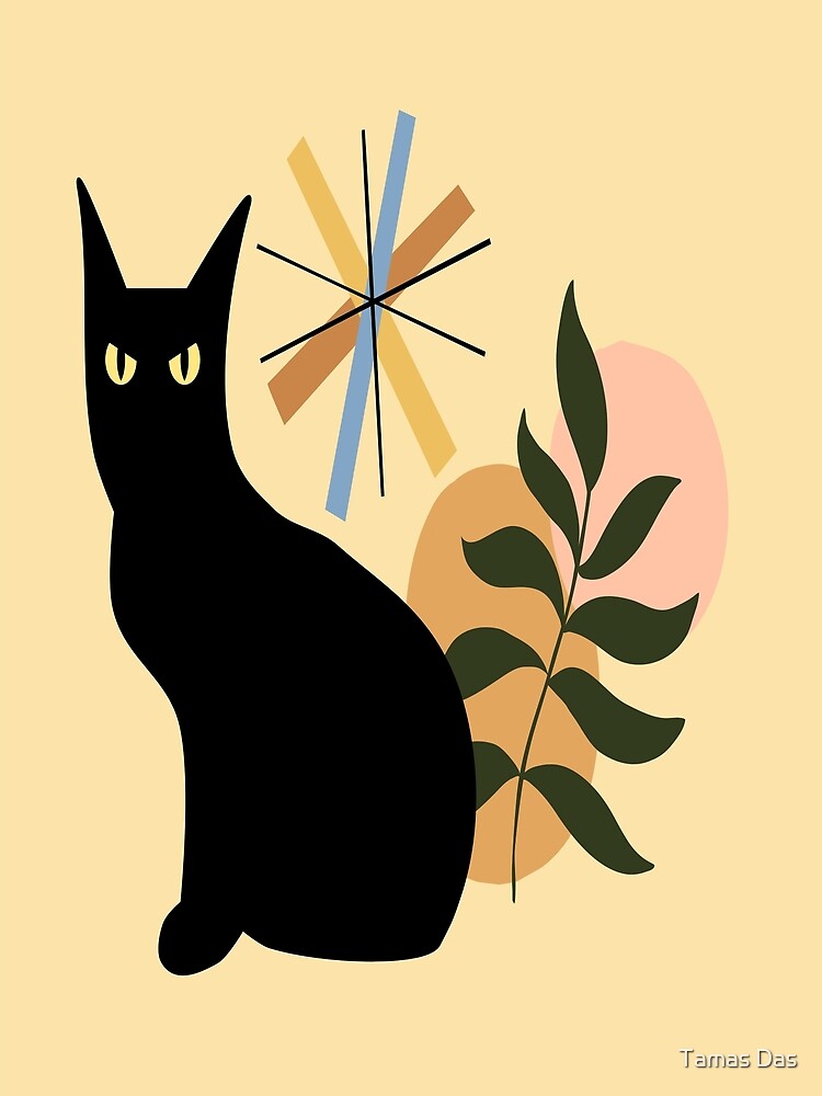 Poster for Sale avec l'œuvre « Milieu du siècle chat noir et blanc