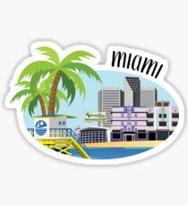 Miami Skyline Illustration Sticker