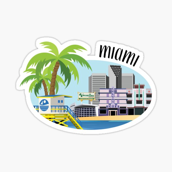 Miami Skyline Illustration Sticker