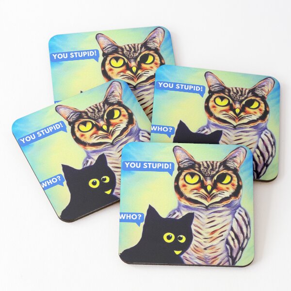 Item preview, A Cat and An Owl Funny Pet Owner Funny Chit Chat designed and sold by Trendy-Now.