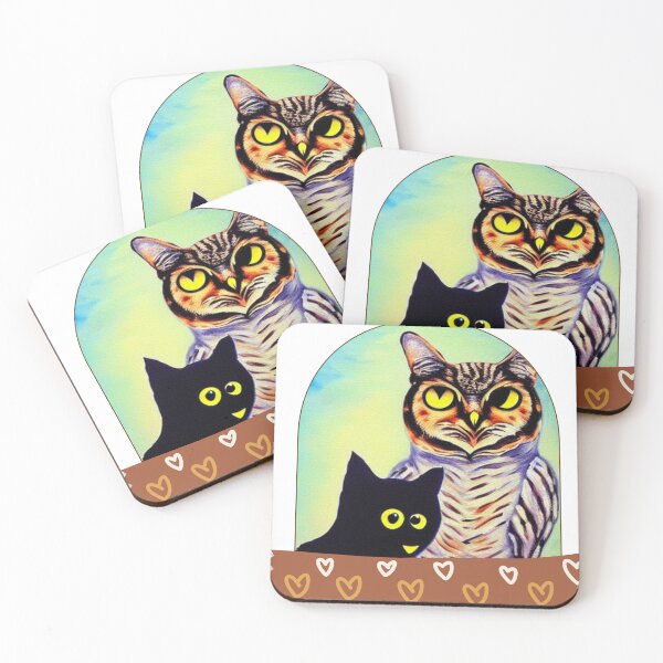 Item preview, A Cat and An Owl Funny Pet Owner Lovely Designs designed and sold by Trendy-Now.