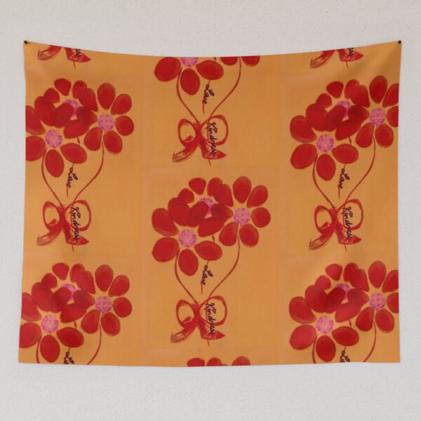 Item preview, Red Daisies on Mustard Love Kindness  designed and sold by IvaRenee.