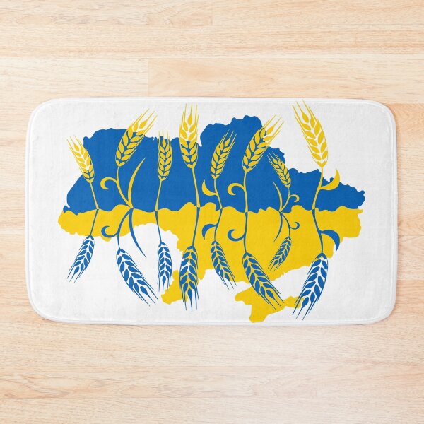 Item preview, Map of Ukraine decorated with mirror reflected wheat ear in Ukrainian flag colors designed and sold by CutieBlue.
