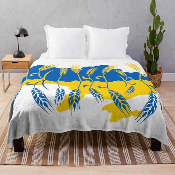 Item preview, Map of Ukraine decorated with mirror reflected wheat ear in Ukrainian flag colors designed and sold by CutieBlue.