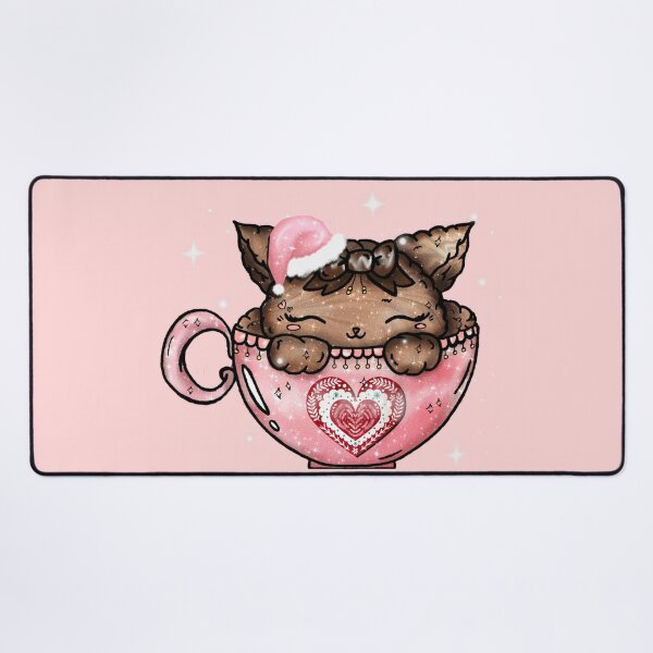 Item preview, Christmas Hot Cat-colate Kawaii Coffee Pink Cup Santa designed and sold by Jolly-Yosei.