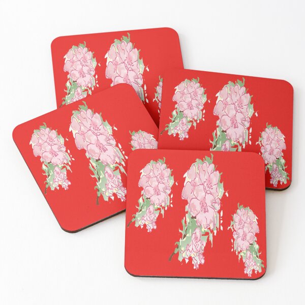 Item preview, Pink flower bunch on red designed and sold by tetibright.