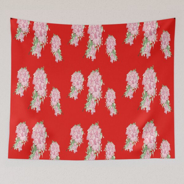 Item preview, Pink flower bunch on red designed and sold by tetibright.