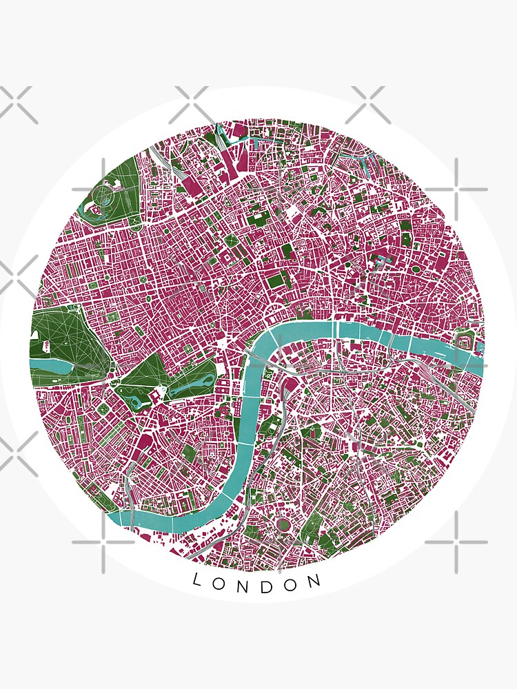 "Map of London. Red" Sticker for Sale by elilc Redbubble