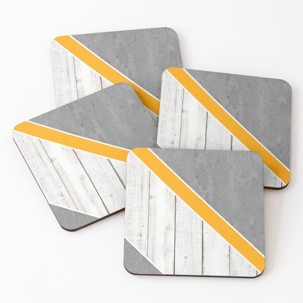 Item preview, White wood and gray concrete with golden yellow designed and sold by Ninaeva.
