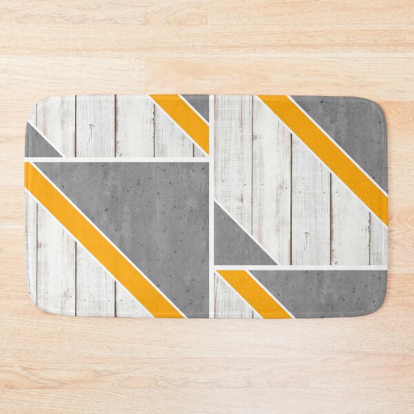 Item preview, White wood and gray concrete with golden yellow designed and sold by Ninaeva.