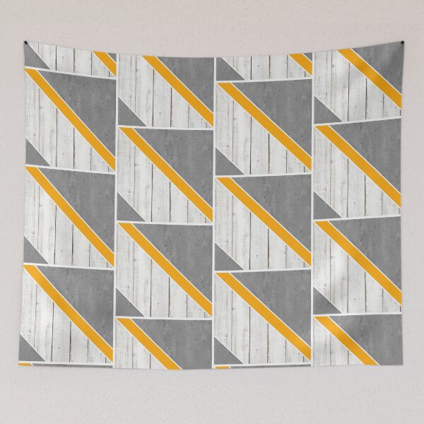 Item preview, White wood and gray concrete with golden yellow designed and sold by Ninaeva.