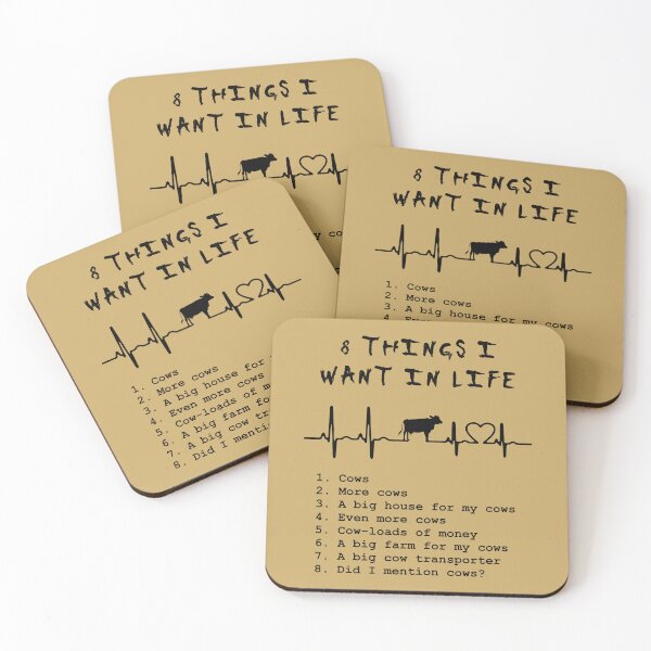 Item preview, 8 things I want in life: cows (heart ECG, black) designed and sold by SolidEarthArt.