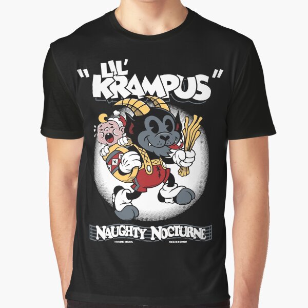 Vista previa del artículo con la obra «Lil Krampus - Navidad de dibujos animados vintage - Manguera de goma linda espeluznante», diseñado y vendido por Nemons.