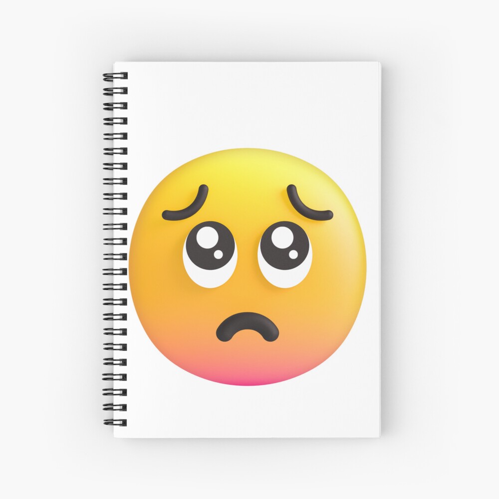 begging-face-emoji-sad-face-emoji-spiral-notebook-for-sale-by