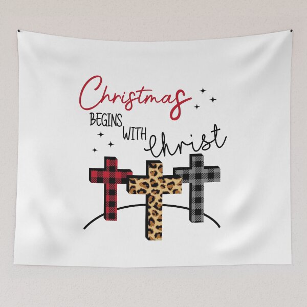 Item preview, Christmas begins with christ plaid cross santa designed and sold by Handrixx.