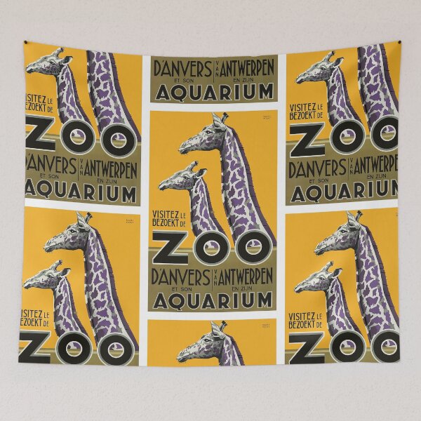 Item preview, 1935 Antwerp Zoo Giraffes Advertising Poster designed and sold by retrographics.