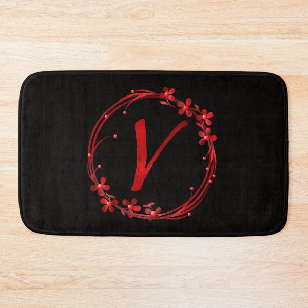 Aperçu de l'œuvre V monogramme initial de fleurs rouges - lettre v / alphabet v créée et vendue par stayartsy07.