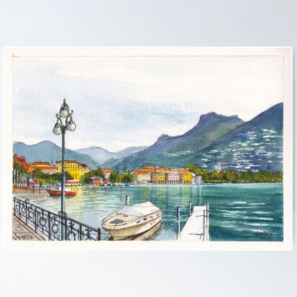 Lugano on Lake Lugano Switzerland Poster