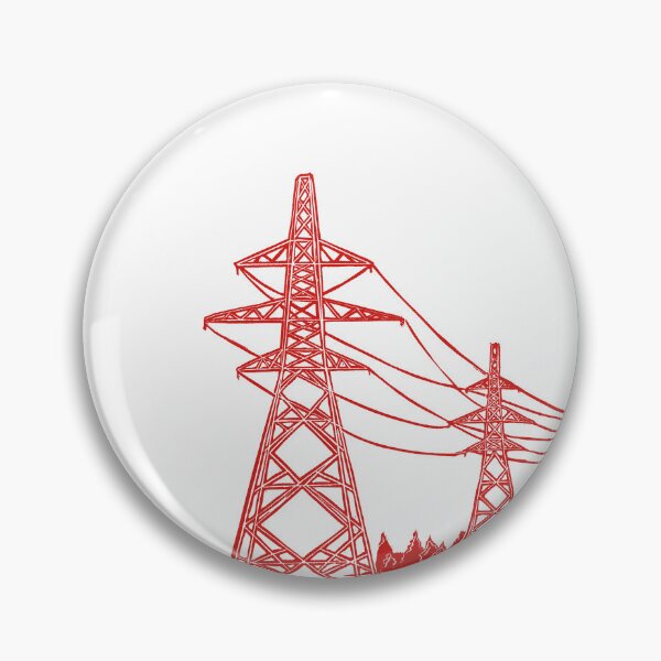 Item preview, Red Electricity Pylons Linocut Print. designed and sold by Maddy Bennett.
