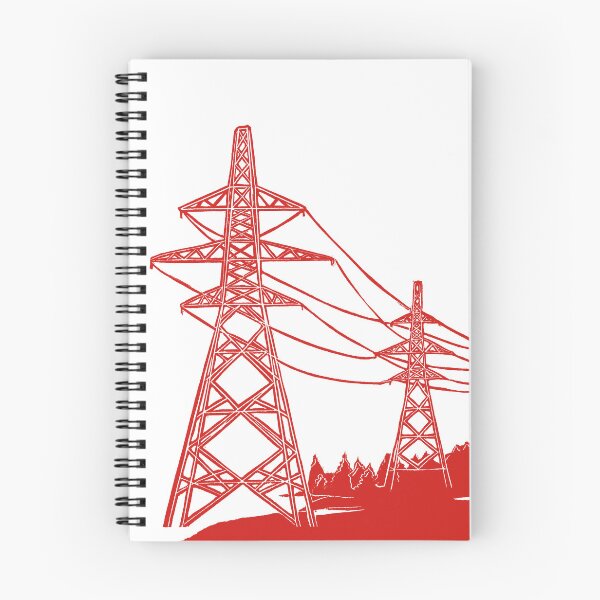 Item preview, Red Electricity Pylons Linocut Print. designed and sold by Maddy Bennett.