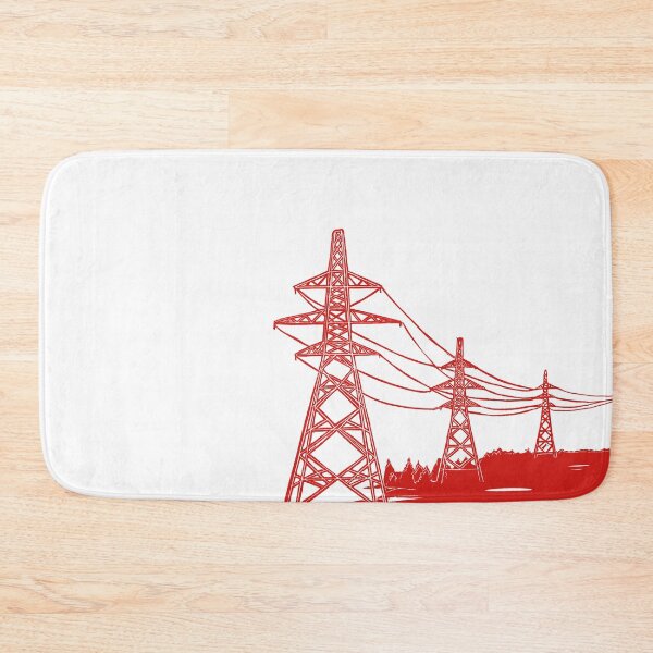Item preview, Red Electricity Pylons Linocut Print. designed and sold by Maddy Bennett.