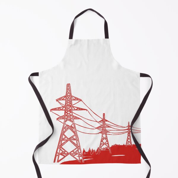 Item preview, Red Electricity Pylons Linocut Print. designed and sold by Maddy Bennett.
